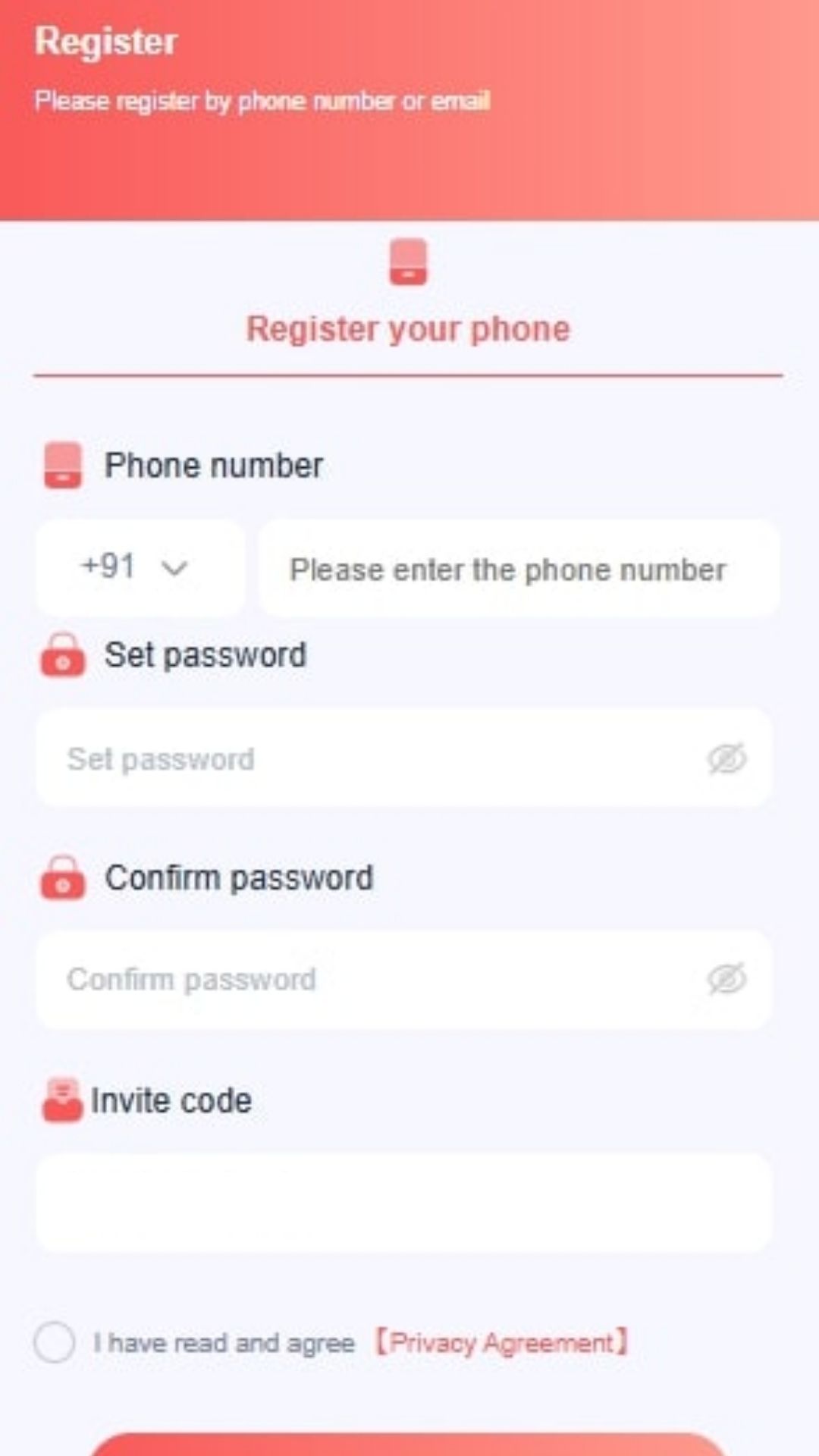 Click on the register link