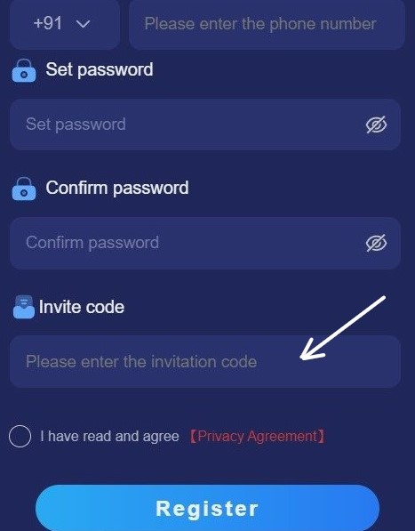 Enter the invitation code
